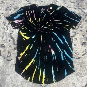Hollister Curved Hem Tie Dye T Shirt Size Medium Black